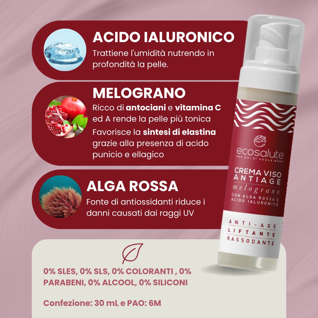 CREMA VISO ANTI-AGE AL MELOGRANO E ACIDO IALURONICO Ecosalute